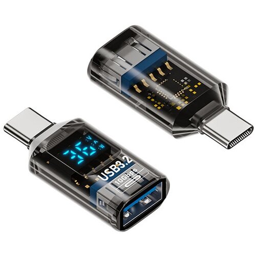 INF USB-A na Type-C adapter s prikazovalnikom, 36W, 10Gbps, prozoren črn (2 kosa), (5000291472) Cene