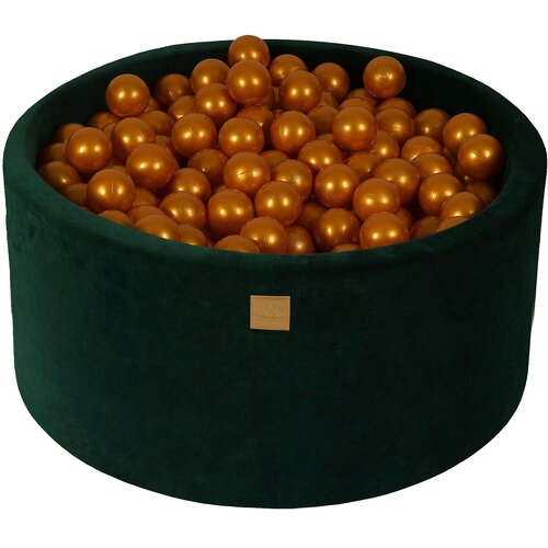 MeowBaby Bazen z žogicami, 90x40 cm s 300 žogicami, žamet, temno zelena : zlata, (21295011) Cene