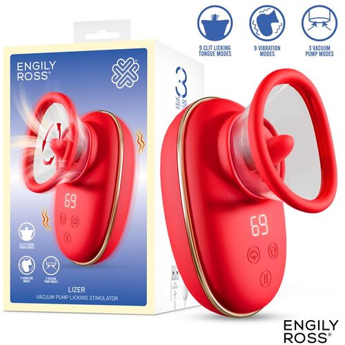 ENGILY ROSS Lizer Vacuum Pump Licking Stimulator with Vibrations Red Cene
