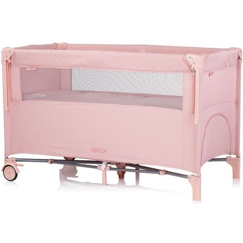 Chipolino putni krevetić s pomičnom stranicom Relax Pink Marshmellow Linen Slike
