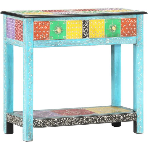 VidaXL Ročno barvana konzolna mizica 80x35x75 cm trden mangov les Slike