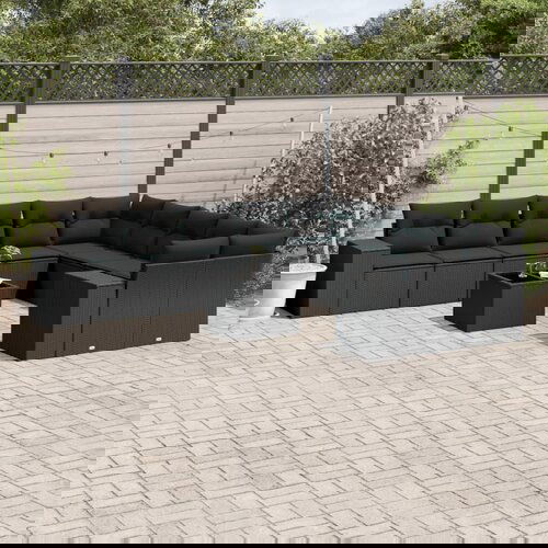 VidaXL 11-dijelni set vrtnih sofa od poliratana s jastucima crni Slike