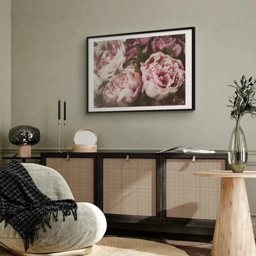  Plakat Pink Peonies 42x29.7 Crni okvir s margom Cene