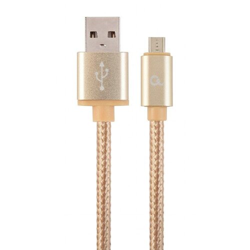Gembird CCB-MUSB2B-AMBM-6-G bombažno pleten Micro-USB kabel s kovinskimi konektorji, 1,8 m, zlate barve, (5000136469) Cene