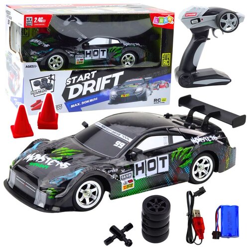 Drift auto na daljinsko upravljanje crno-zeleno 30km/h 1:16 Slike