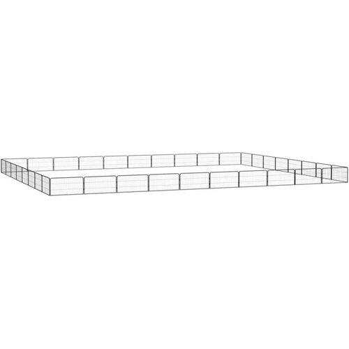  Pasja ograda s 36 paneli črna 100x50 cm pra&scaron;no barvano jeklo - - črna - 59.4 - 1000 x 800 x 50 cm - Cene
