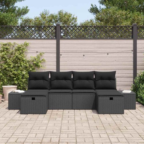  Sjedeća garnitura za vrt 6 kom. Crna poliratan 294 x 117 x 85 cm Slike