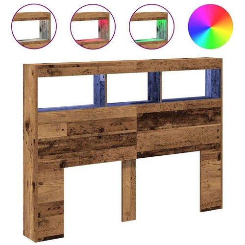  Ormarić za uzglavlje s LED svjetlima staro drvo 140x17x102 cm Slike