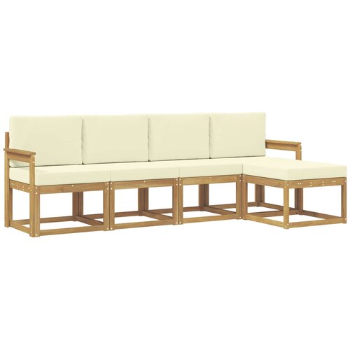 vidaXL Zunanja garnitura za sedenje z blazino 5 pcs Bela in krem, (5000282526) Cene