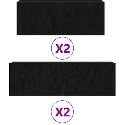  Set TV komoda 4 kom. Crni hrast Slike