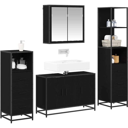 VidaXL set namje&amp;scaron;taja za kupaonicu 4 pcs crni hrast 90 x 33 x 60 cm Slike