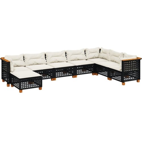  8-dijelni set vrtnih sofa od poliratana s jastucima crni Crna 63.5 x 63.5 x 62 cm Slike