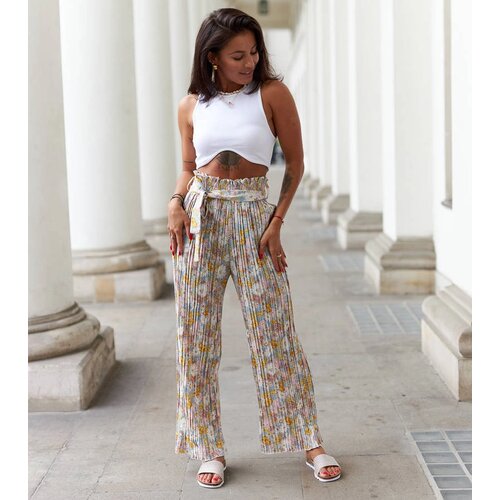 Gemre Burgundy pleated floral trousers Cesate Slike