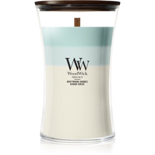 WoodWick Trilogy Driftwood Shores di&scaron;eča sveča z lesenim stenjem 610 g Cene