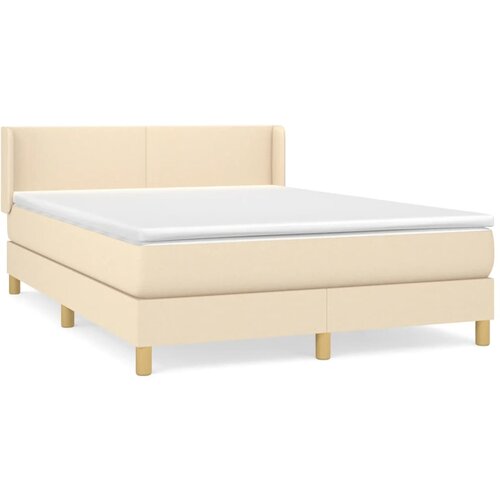 vidaXL Box spring postelja z vzmetnico krem 140x200 cm blago, (20892860) Cene