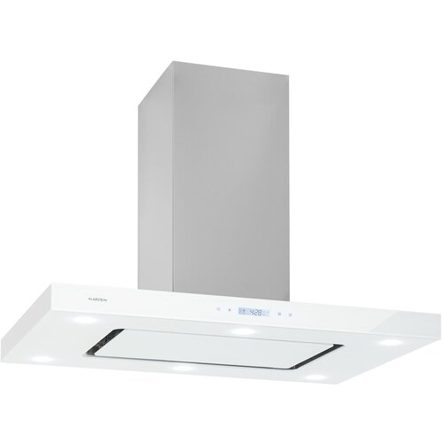 Klarstein Valeria, otočna napa, 90 cm, 650 m³ / h, dodir, energetski razred A, LED, staklo, nehrđajući čelik, bijela Cijene