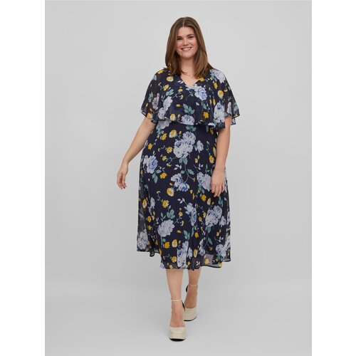 Vila dark blue ladies floral midishats rilla - ladies Slike