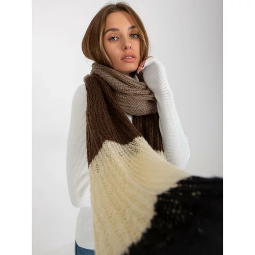 Fashion Hunters Women's black and brown knitted winter scarf