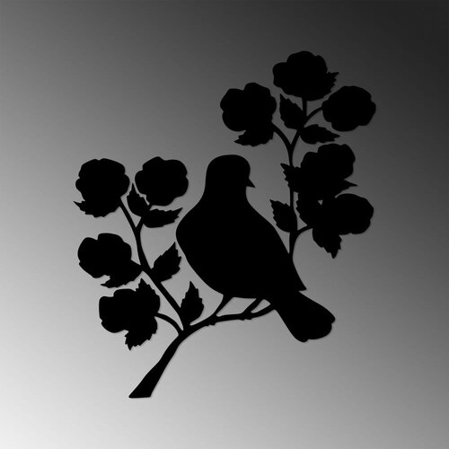 Wallity Zidna dekoracija Rose And Bird - 439, 61 x 70 cm, Crna Cene