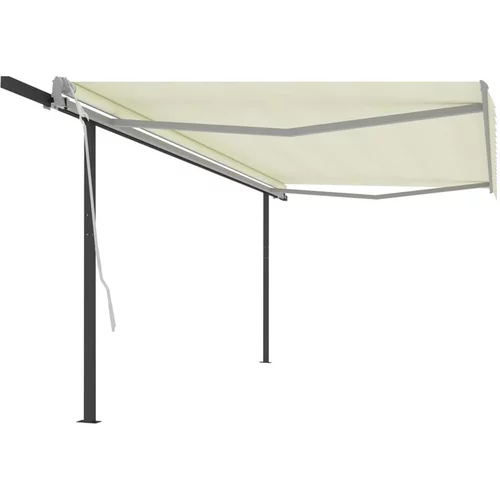  Ročno zložljiva tenda s stebrički 5x3 m krem