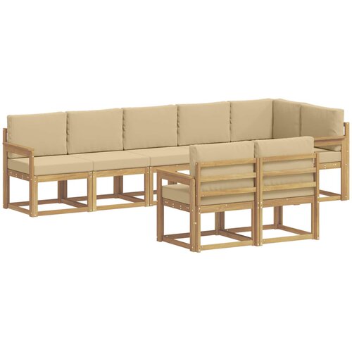 vidaXL Zunanja garnitura za sedenje 8 pcs Bela in bež Poliester, (5000272064) Cene