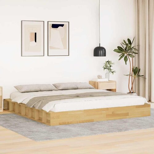 VidaXL posteljni okvir brez vzmetnice 200x200 cm masivni les hrast Slike