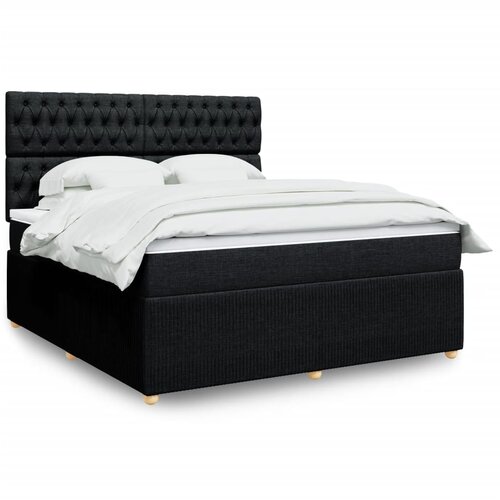 vidaXL Box spring postelja z vzmetnico črna 180x200 cm blago Cene