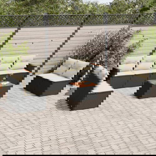 vidaXL 9-dijelni set vrtnih sofa s jastucima crni od poliratana Cijene