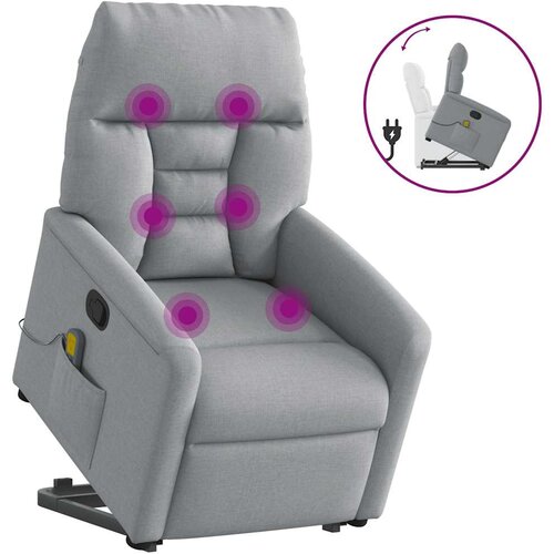 vidaXL Masažni naslanjač s funkcijo vstajanja svetlo sivo blago Cene