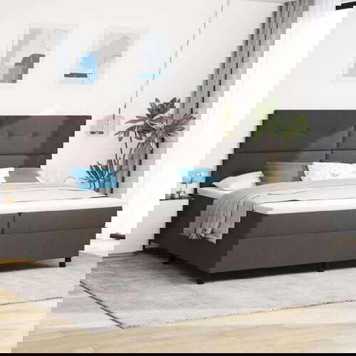  Krevet s box springom s madracem Tamno smeđa 200x200 cm Tkanina Cene