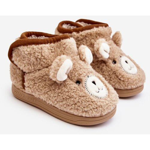 Kesi Children's insulated slippers with teddy bear, beige Eberra Slike
