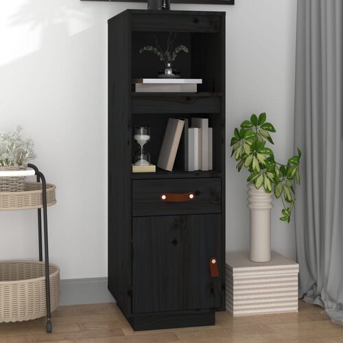 vidaXL Visoka omara črna 34x40x108,5 cm trdna borovina Cene