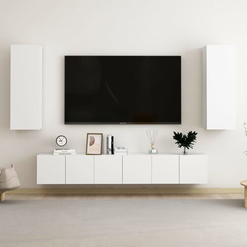 The Living Store Komplet TV omaric 5-delni bela iverna plošča - TV Omarica, (21429779) Cene