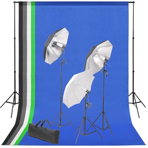 VidaXL Komplet za fotografski studio z ozadjem in kompletom luči Slike