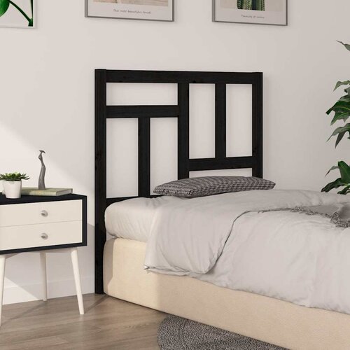  Uzglavlje za krevet crno 95,5 x 4 x 100 cm od masivne borovine Slike