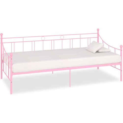 vidaXL Okvir za dnevni ležaj ružičasti metalni 90 x 200 cm Cene