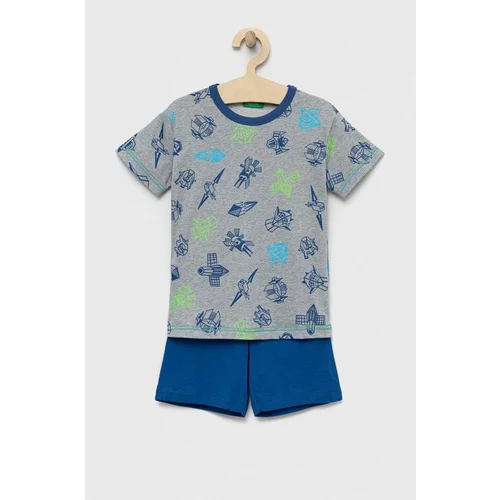 United Colors Of Benetton Otroška bombažna pižama mornarsko modra barva