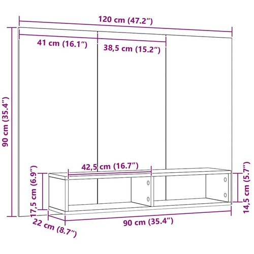  Set TV komoda Zidne Umjetnički hrast 120 x 23,5 x 90 cm Slike