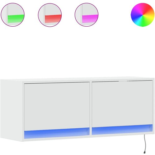 Maison Chic Stenska TV omarica - TV stojalo - Televizijska omarica z LED lučkami bela 100x31x38 cm, (21700617) Slike