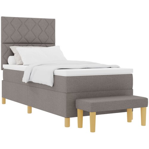 VidaXL krevet s kutijom s madracem i klupom taupe 90x190 cm tkanina Slike