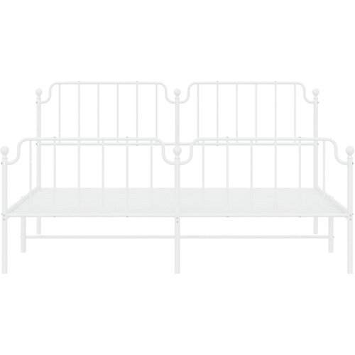  Metalni okvir kreveta uzglavlje i podnožje bijeli 183x213 cm Slike