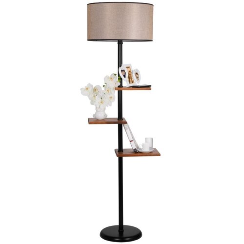 Opviq Moda Lambader Siyah Silindir Koyu Hasır Abajurlu Black Floor Lamp Slike