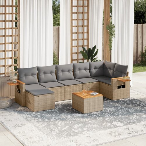 vidaXL 8-dijelni set vrtnih sofa od poliratana s jastucima bež Cijene