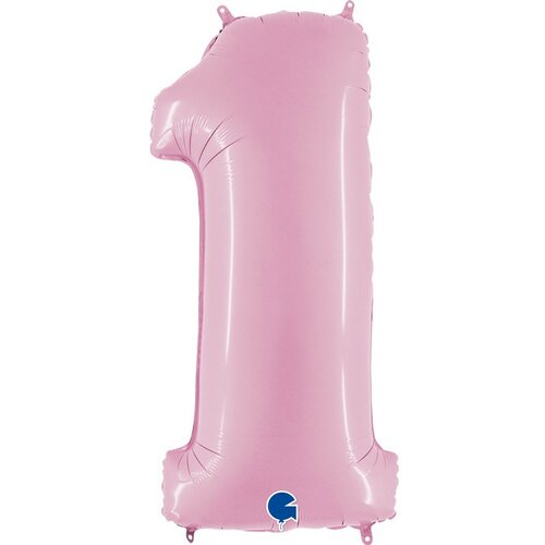 balon broj 1 pastelno roze sa helijumom Slike