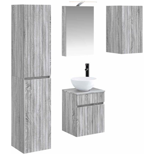  Set ormarića za kupaonicu 5 pcs Siva Sonoma 40 x 10,5 x 60,5 cm Cene
