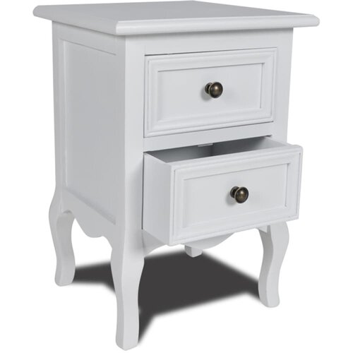 VidaXL Nočna omarica z 2 predaloma MDF bela, (20624026) Slike