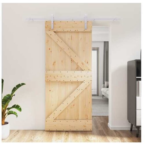vidaXL Drsna vrata s kompletom vodil 90x210 cm trdna borovin Cene