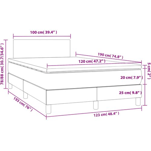  Krevet box spring s madracem tamnosmeđi 120 x 190 cm od tkanine Slike