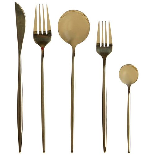 Jedilni Pribor DKD Home Decor Zlat Nerjaveče jeklo 3 x 1,5 x 13 cm 20 Kosi Slike