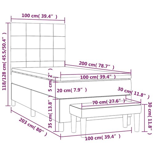 Box spring krevet s madracem tamnoplavi 100x200 cm bar&amp;scaron;unasti Slike